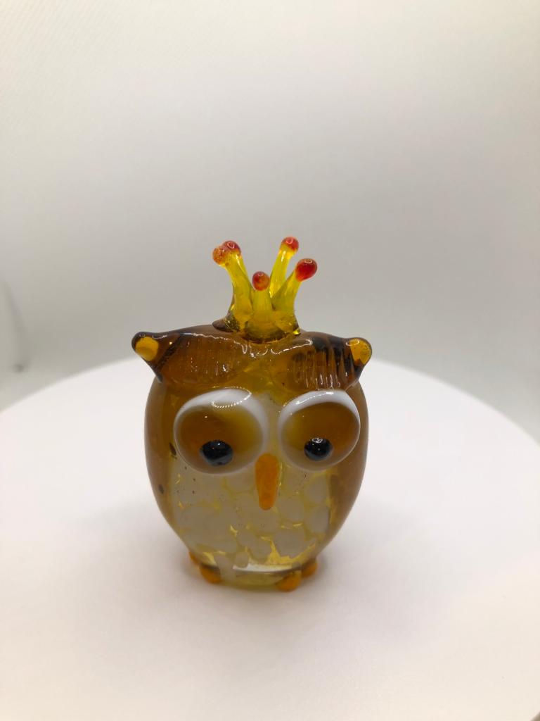 Milano Owl with Crown Art Glass Animals Handcrafted Figurine