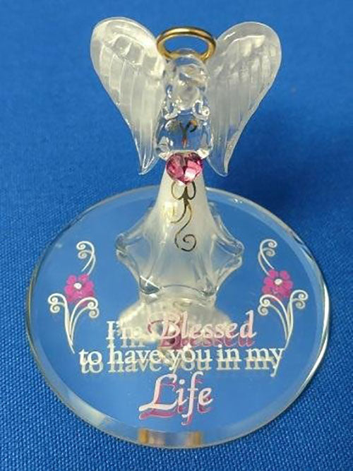 Glass Baron Angel I'm Blessed Figurine with Crystals Accent