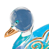Glass Duck Figurine, Handmade Home Decor, Animal Statue, Crystal Decor, Christmas Gift