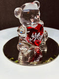 Bear “I Love You” Figurine | Handcrafted Glass Bear with Red Heart