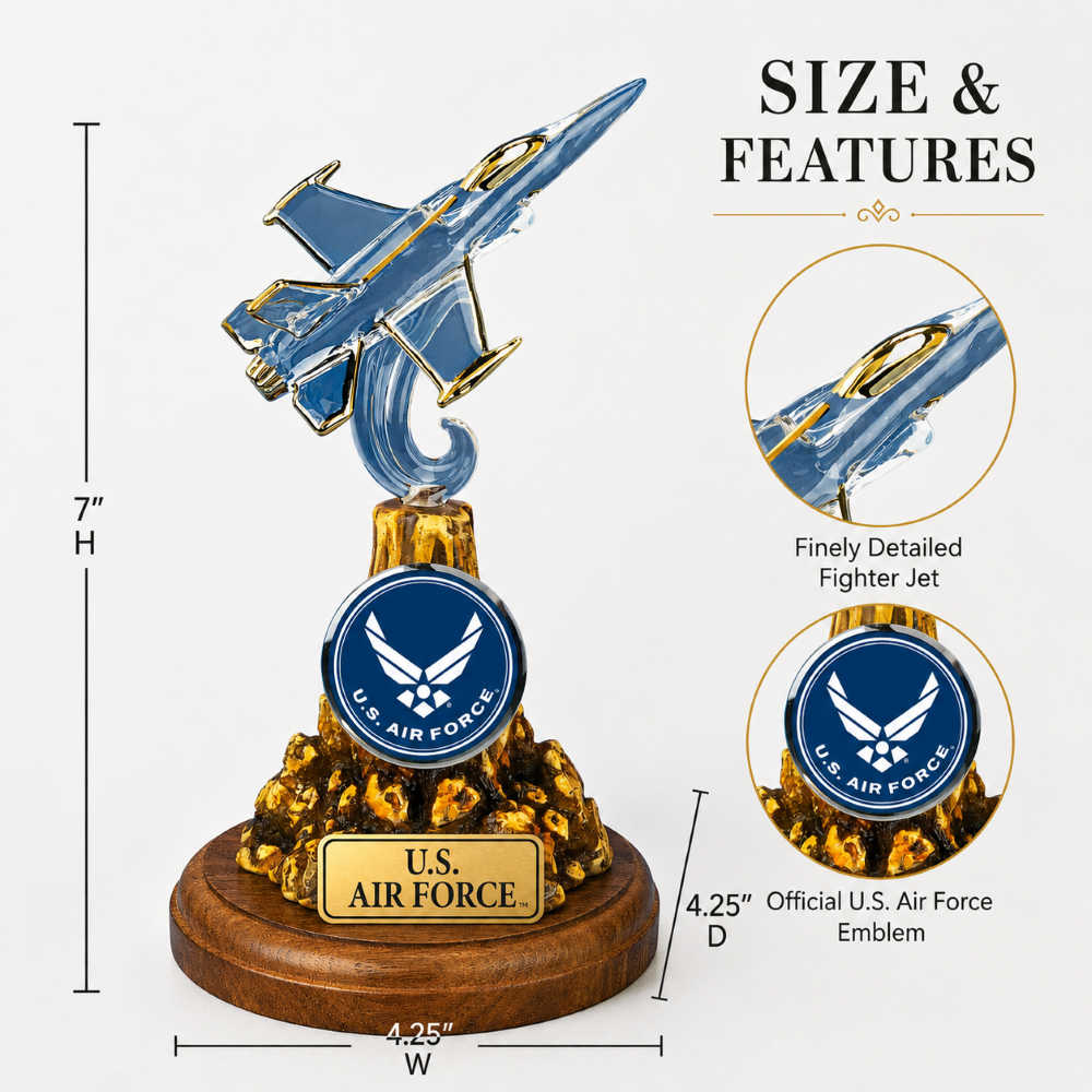 U.S. Air Force F-16 Fighter Jet Glass Figurine Gift | Military Aviation Decor