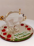 Pig “What’s Cookin” Figurine Handcrafted Glass Farm Pig Decor