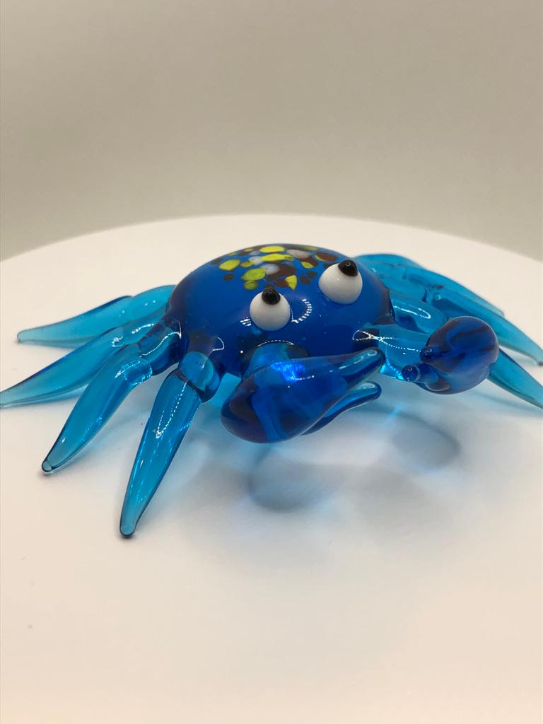 Milano Blue Crab Art Glass Animals Handcrafted Figurine