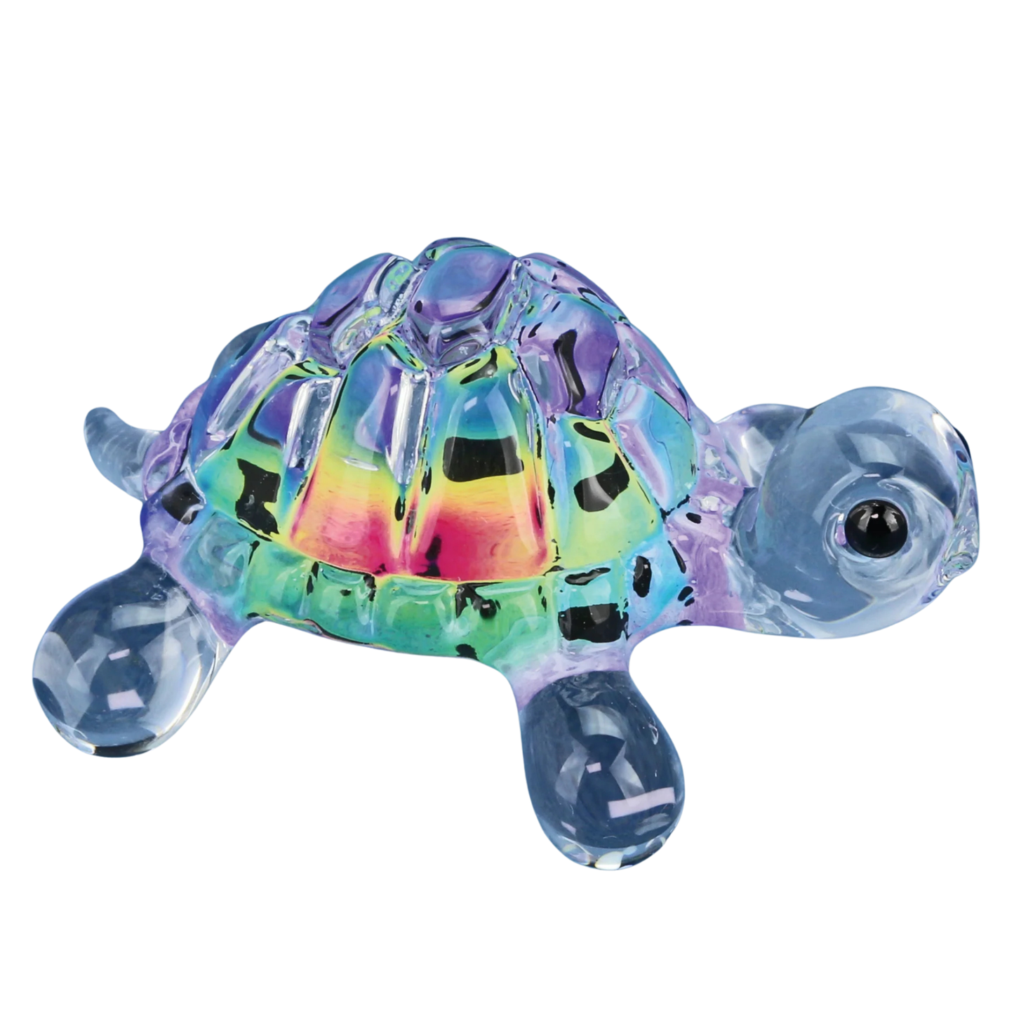 Tie Dye Turtle Glass Figurine Mini Sea Turtle Decor Beach Gift Coastal Collectible Animal Sculpture