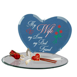 Glass Rose for Wife My Love, My Best Friend Gift with Gold Accents