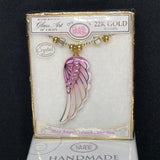 Pink Angel Wings Necklace, Handcrafted Wings Pendant, Best Gift for Her