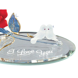 I Love You Rose with Doves Glass Figurine | Romantic Handcrafted Gift