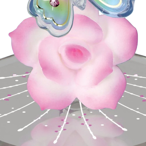 Butterfly Rose Glass Figurine Pink Flower Decor Gift for Mom Home Display