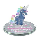 Believe in Unicorns Handcrafted Glass Figurine with Crystals & Quote