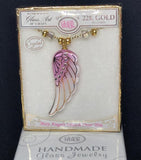Pink Angel Wings Necklace, Handcrafted Wings Pendant, Best Gift for Her