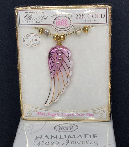 Pink Angel Wings Necklace, Handcrafted Wings Pendant, Best Gift for Her