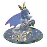 Sniffy the Dragon with Purple Rose Handcrafted Glass Figurine Gift