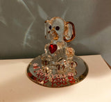 Dog “I Ruv You” Figurine | Handcrafted Glass Art with Crystal Heart and Gold Accents