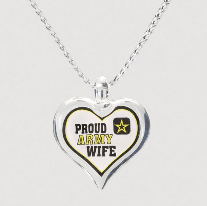 Proud Army Wife Heart Necklace Military Spouse Gift