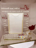 Love is Beautiful Picture Frame | Handcrafted Glass Frame with Rose Design