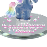 Believe in Unicorns Handcrafted Glass Figurine with Crystals & Quote