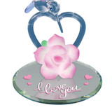 Handcrafted Glass Hummingbird "I Love You" Heart Figurine with Crystals