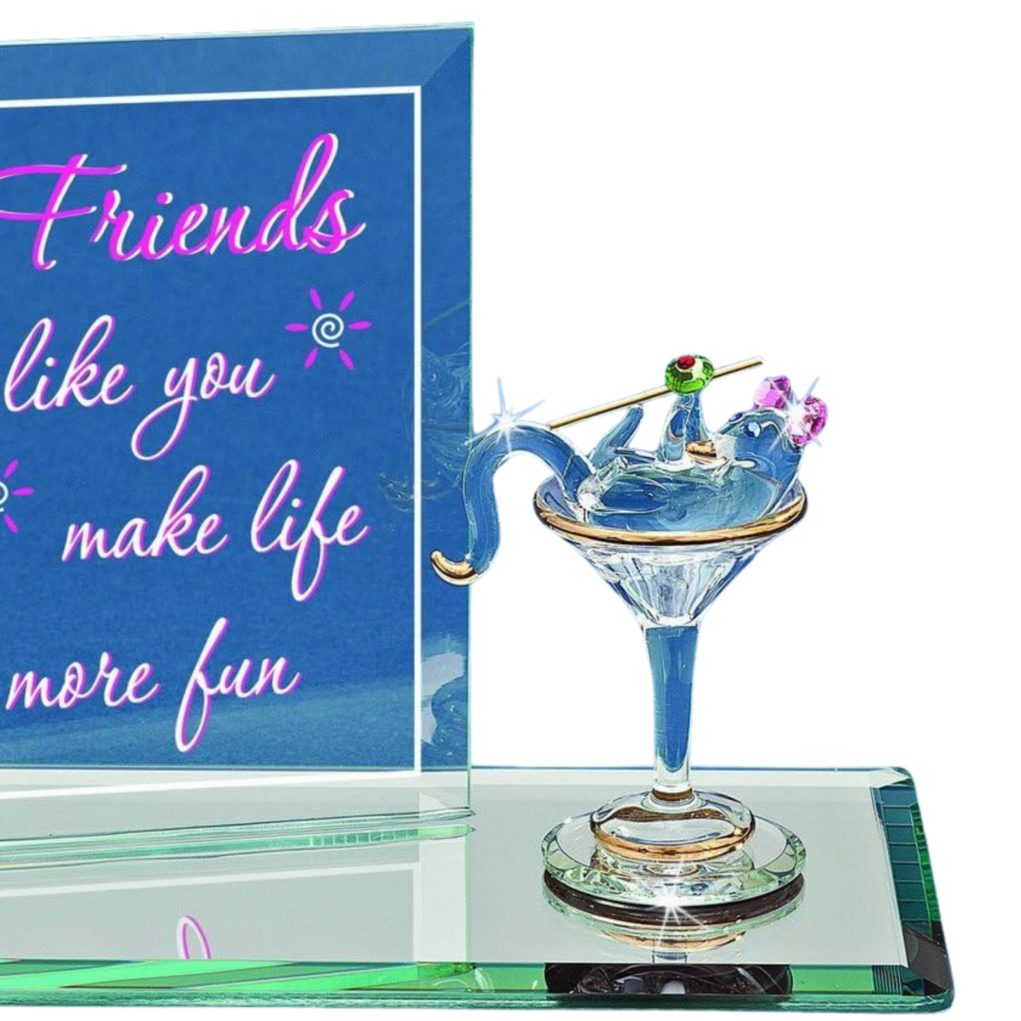 Friends Martini Mouse Glass Figurine | Handcrafted Collectible Gift with Message
