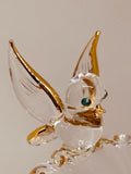 Bird on Birdbath Figurine | Handcrafted Glass Bird and Rose Decor