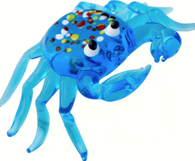 Milano Blue Crab Art Glass Animals Handcrafted Figurine