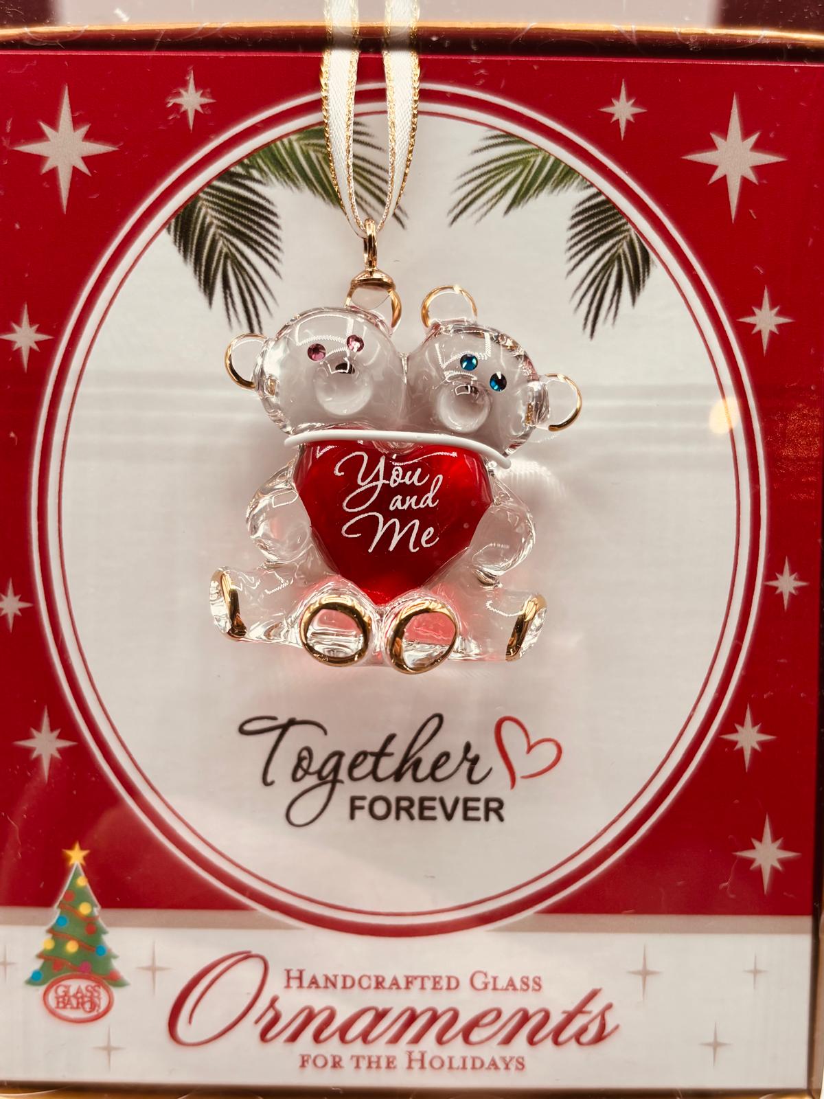 You and Me Bear Couple Ornament – Handcrafted Glass Love Gift for Couples