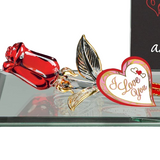 Forever & Always Rose Handcrafted Red Glass Rose with Love Message