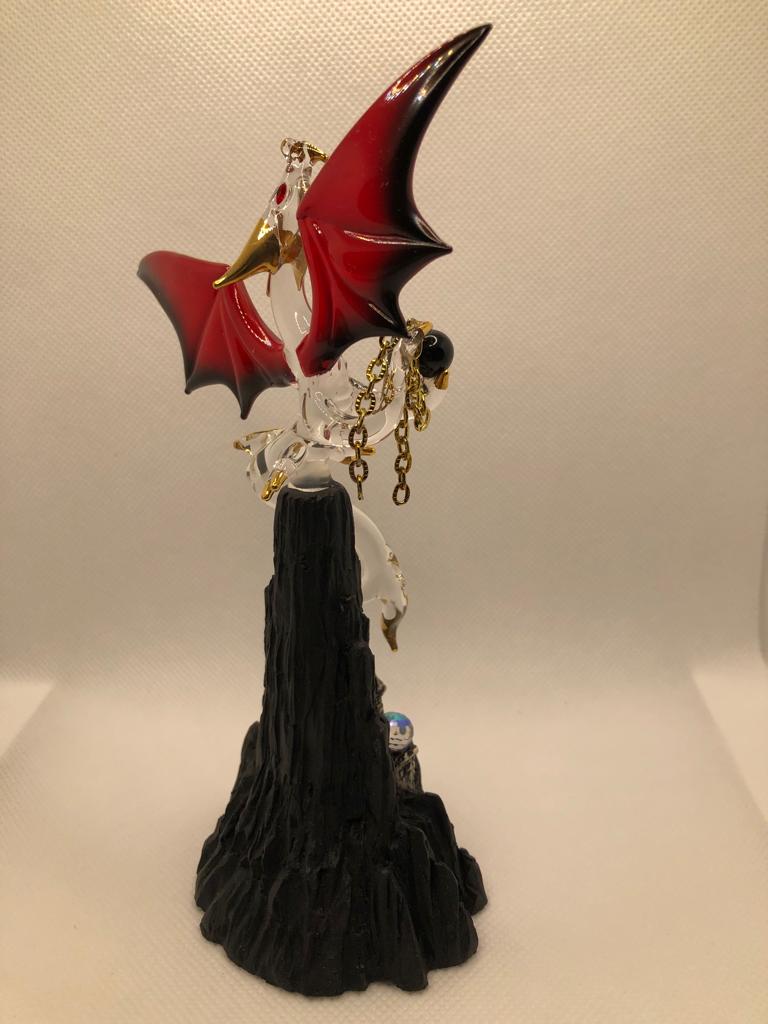Glass Baron Dragon Figurine Castle Mountain with Crystal Accents