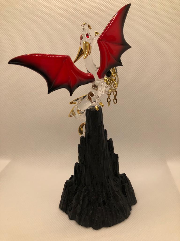 Glass Baron Dragon Figurine Castle Mountain with Crystal Accents