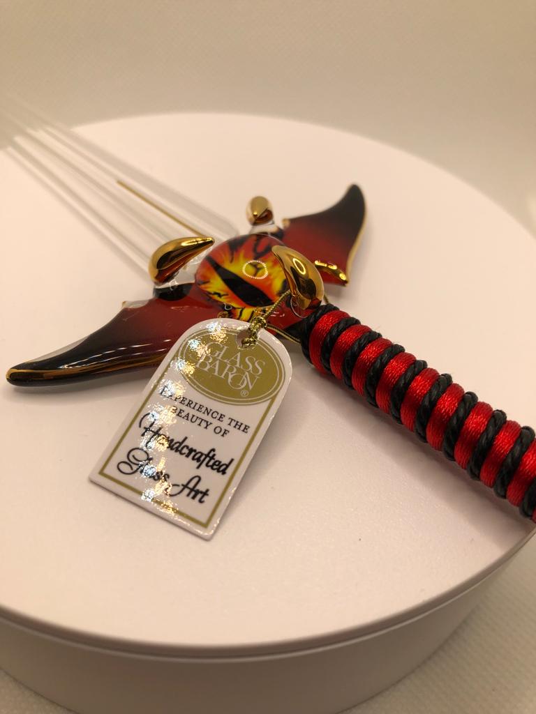 Glass Baron Sword Dragon Figurine with Crystal Accents
