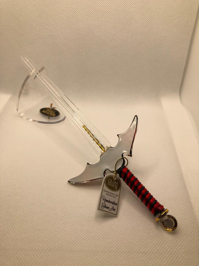 Glass Baron Handcrafted Skull Sword Figurine