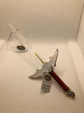 Skull Sword Handcrafted Glass Fantasy Décor with Crystal Accents