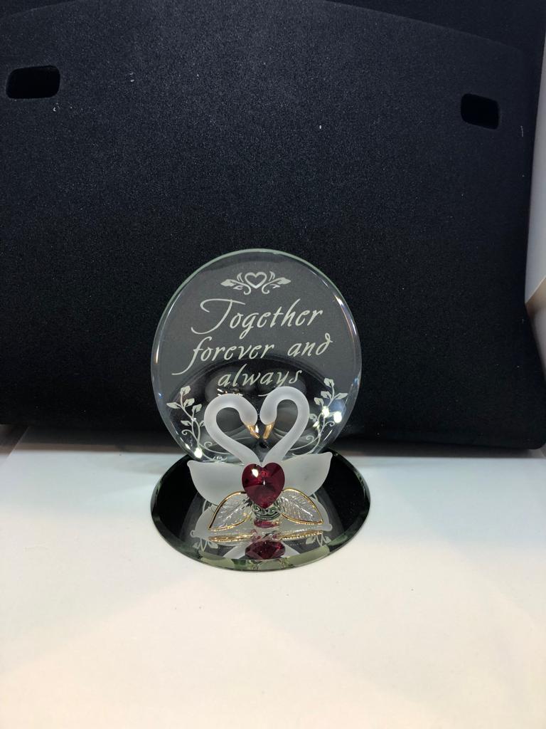 Glass Swan Collectible Figurine Together Forever