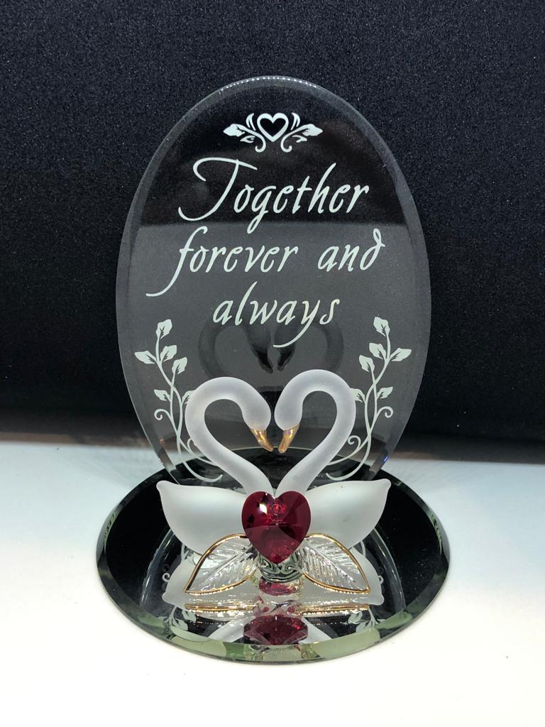 Glass Swan Collectible Figurine Together Forever