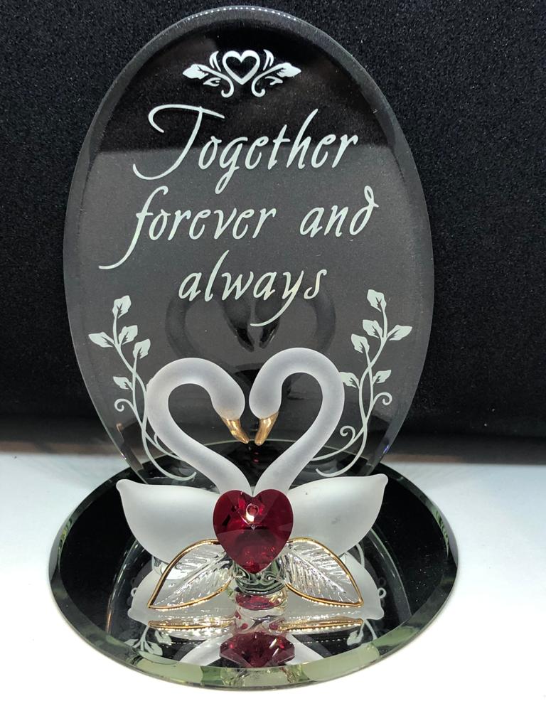 Glass Swan Collectible Figurine Together Forever
