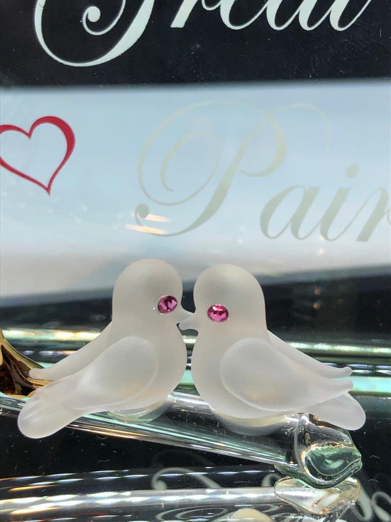 Rose & Love Doves Figurine, Handmade Dove Pair, Couple Christmas Gift, Valentine's Day Gift, Anniversary Gift, Home Decor