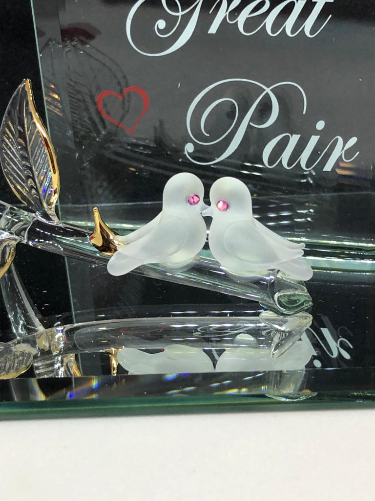 Rose & Love Doves Figurine, Handmade Dove Pair, Couple Christmas Gift, Valentine's Day Gift, Anniversary Gift, Home Decor