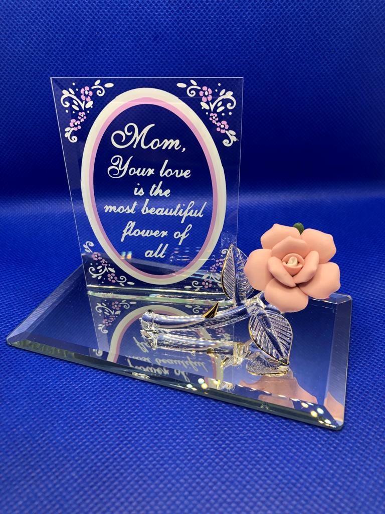 Glass Baron Porcelain Rose Mom's Gift Figurine with 22Kt Gold Accents
