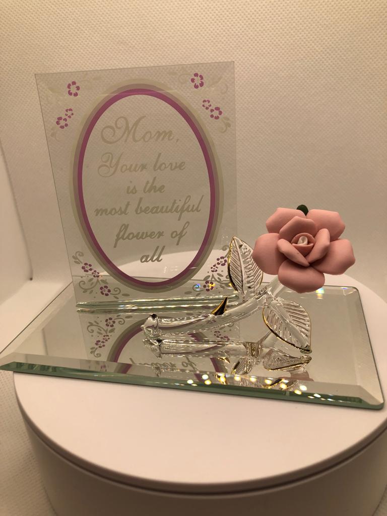 Glass Baron Porcelain Rose Mom's Gift Figurine with 22Kt Gold Accents