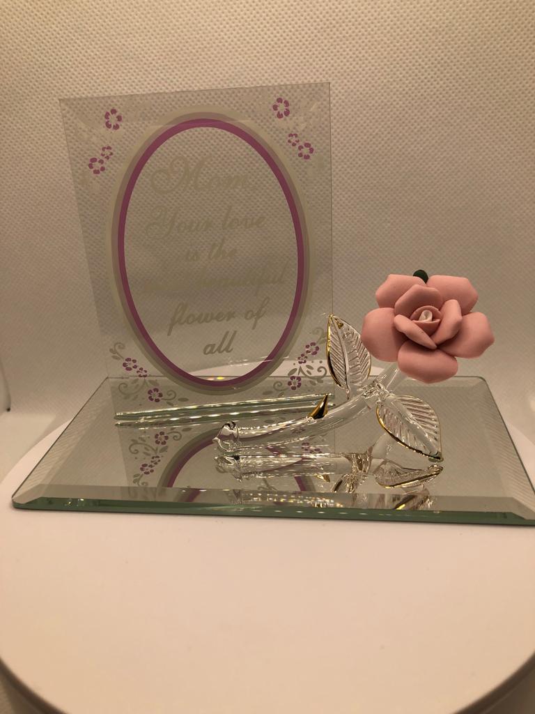 Glass Baron Porcelain Rose Mom's Gift Figurine with 22Kt Gold Accents