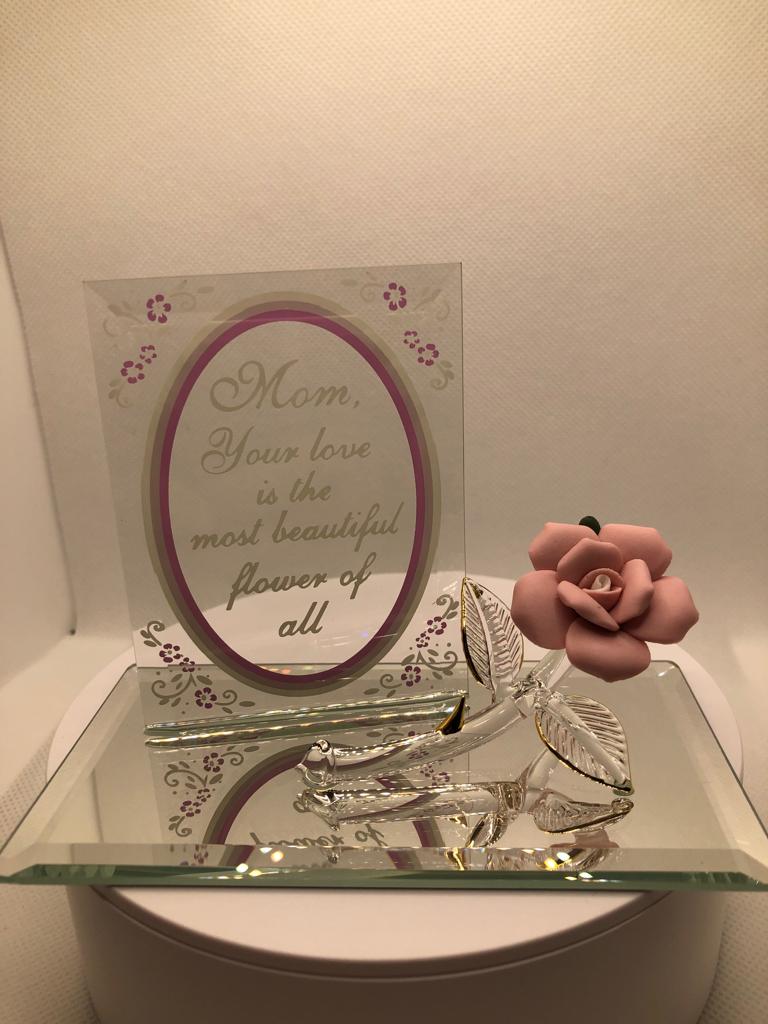 Glass Baron Porcelain Rose Mom's Gift Figurine with 22Kt Gold Accents
