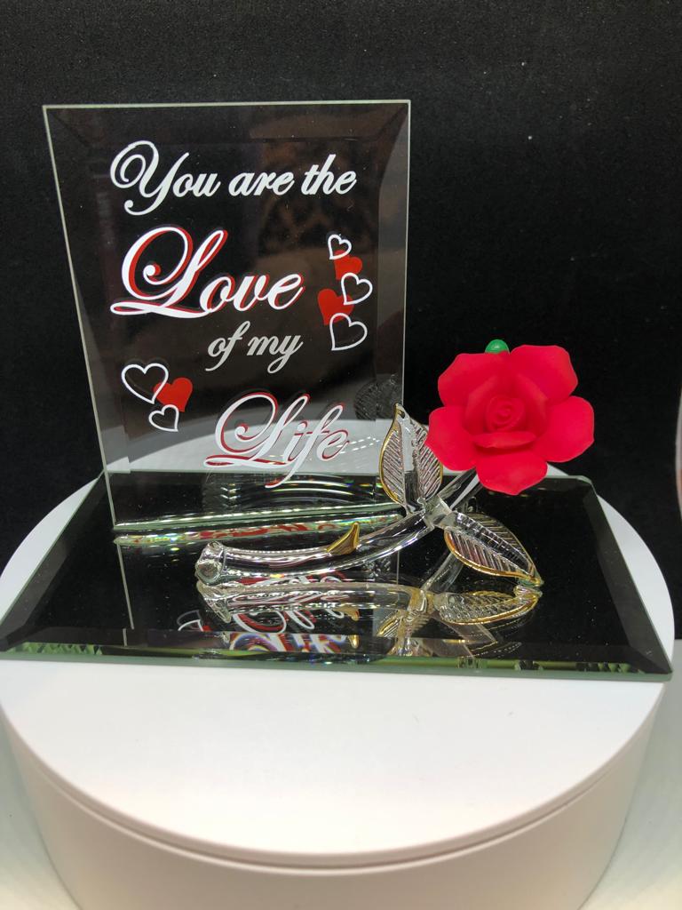 Glass Baron Red Rose My Love Figurine