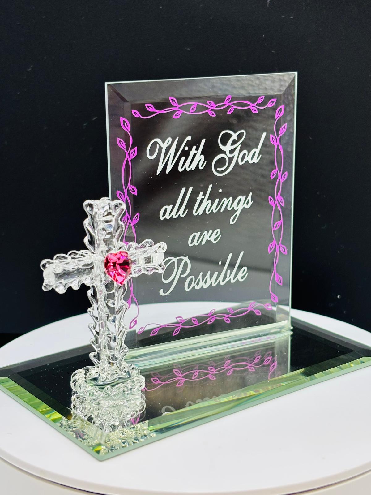 With God All Things Are Possible Cross | Christian Faith Gift Decor