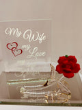 My Wife My Best Friend Rose Figurine Handcrafted Glass Gift for Wife