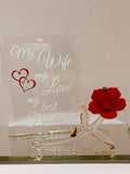 My Wife My Best Friend Rose Figurine Handcrafted Glass Gift for Wife