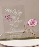 My Wife My Best Friend Pink Rose Figurine | Handcrafted Glass Gift