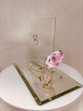 My Wife My Best Friend Pink Rose Figurine | Handcrafted Glass Gift