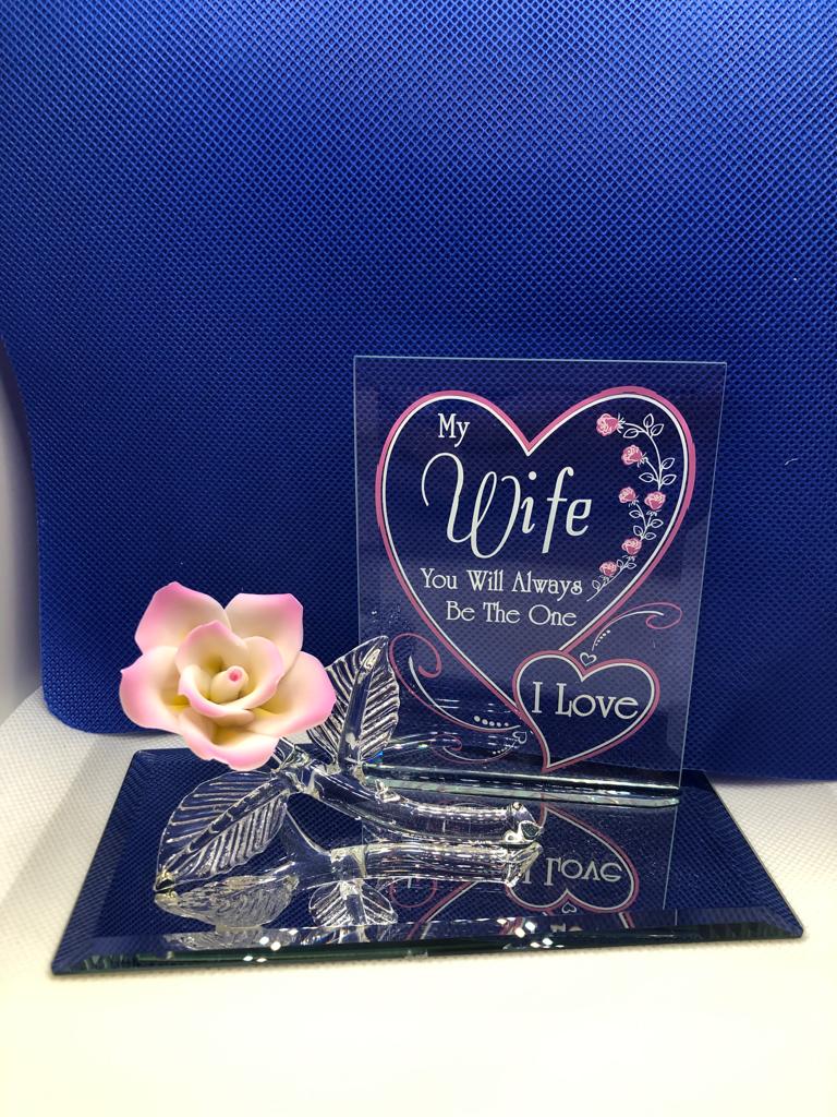 Glass Baron Pink Rose Collectible Figurine The One I Love