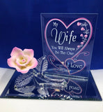One I Love Rose Figurine for Wife Handcrafted Glass Gift with Sentimental Message