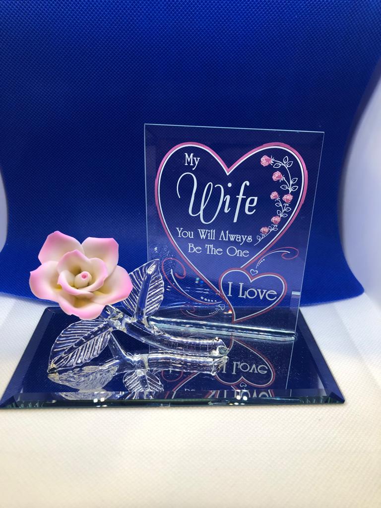 Glass Baron Pink Rose Collectible Figurine The One I Love