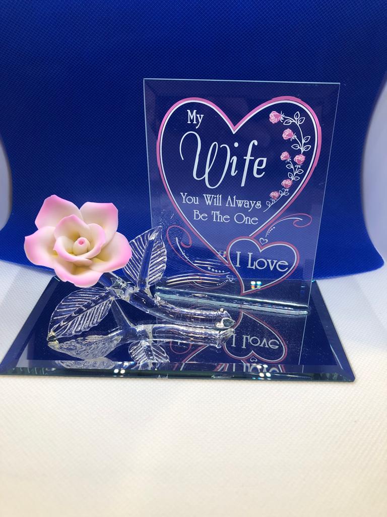 Glass Baron Pink Rose Collectible Figurine The One I Love
